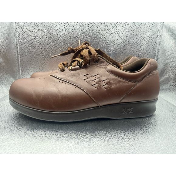 SAS Free Time Womens Comfort Walking Brown Leather Lace Up Shoes - Picture 2 of 7